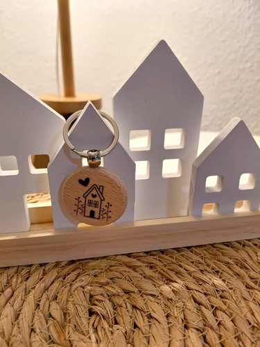 Schlüsselanhänger rund holz - rund,