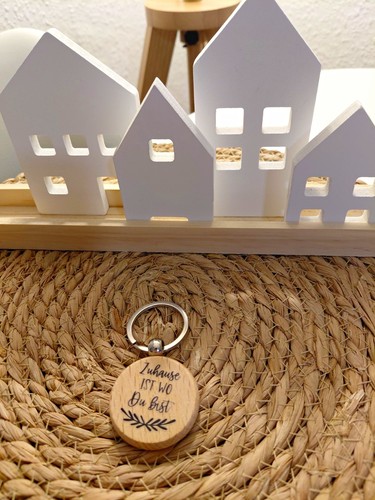 Schlüsselanhänger rund holz - schlüsselanhänger,
